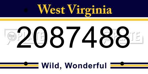 2087488 West Virginia License Plate