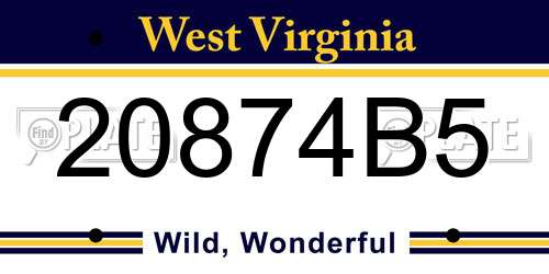 20874B5 West Virginia License Plate