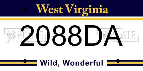 2088DA West Virginia License Plate