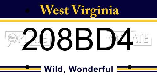 208BD4 West Virginia License Plate