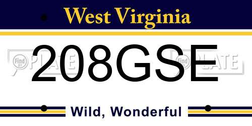 208GSE West Virginia License Plate