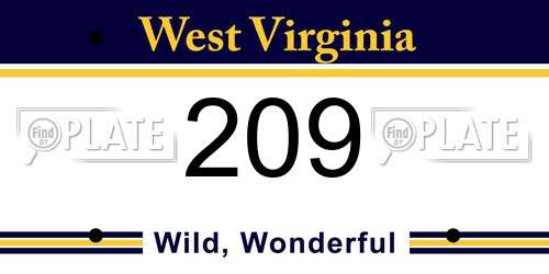 209 West Virginia License Plate