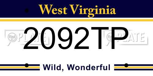 2092TP West Virginia License Plate