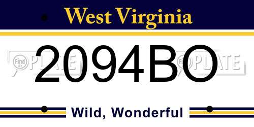 2094BO West Virginia License Plate