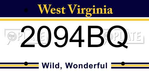 2094BQ West Virginia License Plate
