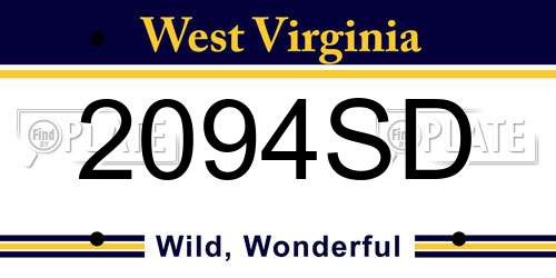 2094SD West Virginia License Plate