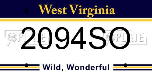 2094SO West Virginia License Plate