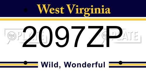 2097ZP West Virginia License Plate