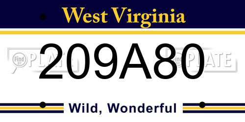209A80 West Virginia License Plate