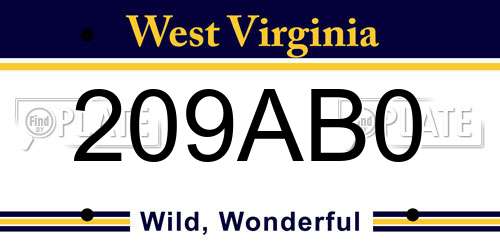 209AB0 West Virginia License Plate