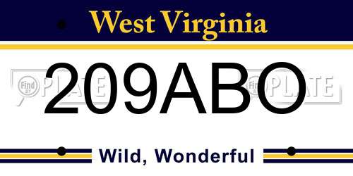 209ABO West Virginia License Plate