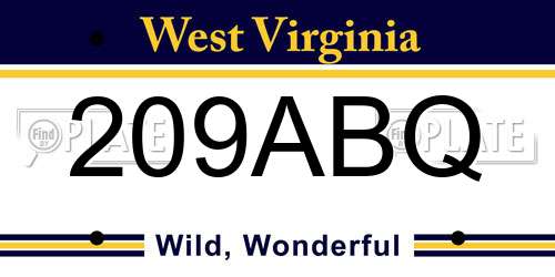 209ABQ West Virginia License Plate