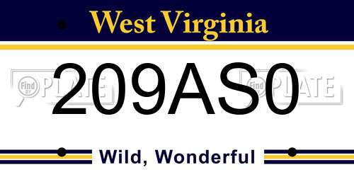 209AS0 West Virginia License Plate