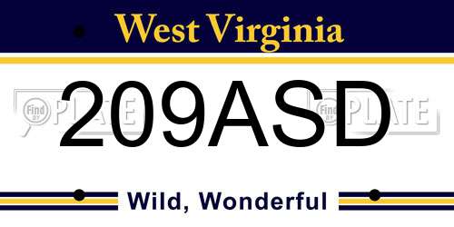 209ASD West Virginia License Plate