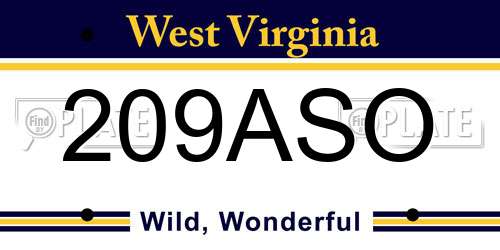 209ASO West Virginia License Plate