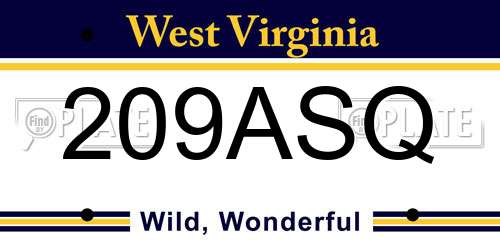 209ASQ West Virginia License Plate