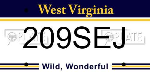 209SEJ West Virginia License Plate