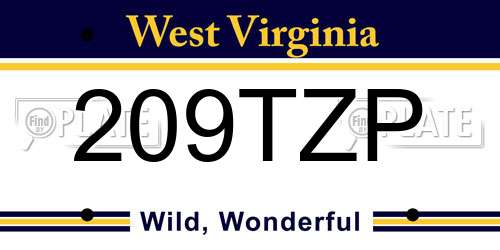 209TZP West Virginia License Plate