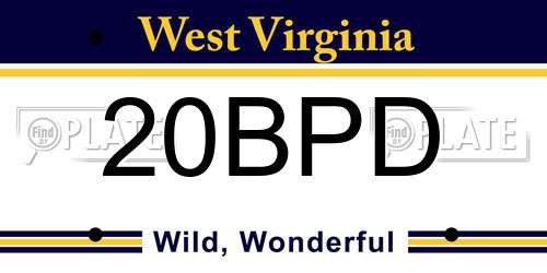 20BPD West Virginia License Plate
