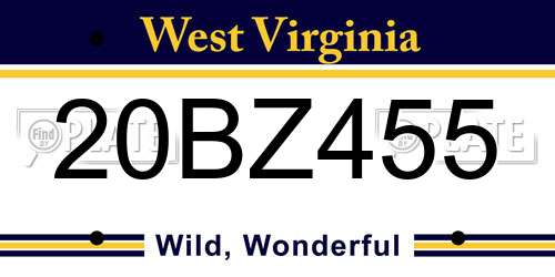 20BZ455 West Virginia License Plate