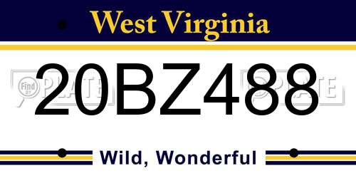 20BZ488 West Virginia License Plate