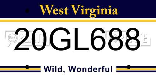 20GL688 West Virginia License Plate