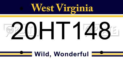20HT148 West Virginia License Plate