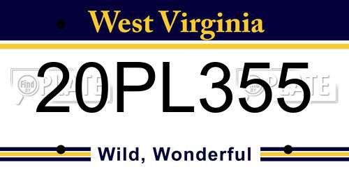20PL355 West Virginia License Plate
