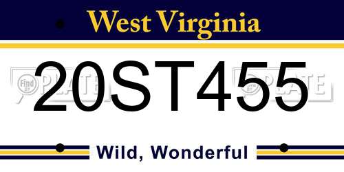 20ST455 West Virginia License Plate