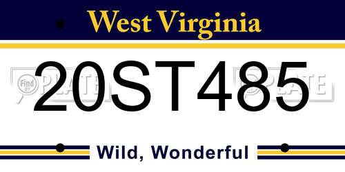 20ST485 West Virginia License Plate