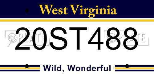 20ST488 West Virginia License Plate