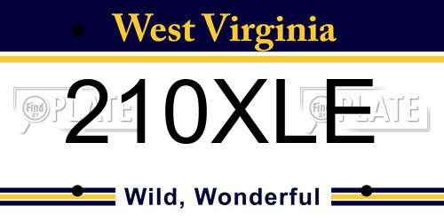 210XLE West Virginia License Plate
