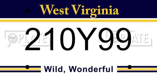 210Y99 West Virginia License Plate