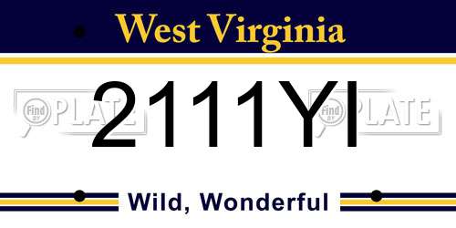 2111YI West Virginia License Plate