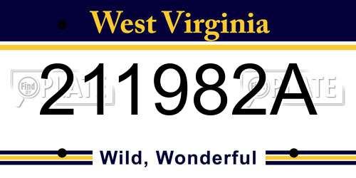 211982A West Virginia License Plate