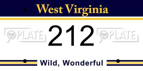 212 West Virginia License Plate