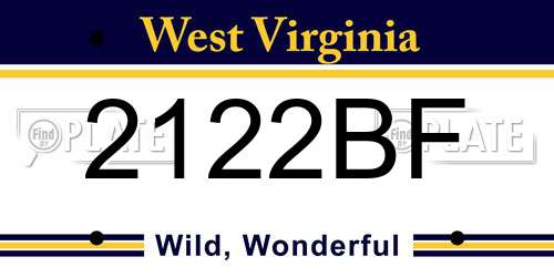 2122BF West Virginia License Plate