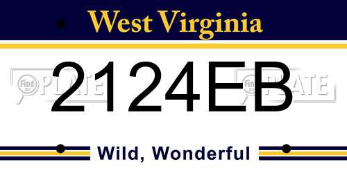 2124EB West Virginia License Plate