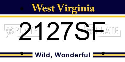 2127SF West Virginia License Plate