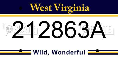 212863A West Virginia License Plate