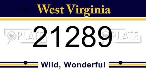 21289 West Virginia License Plate