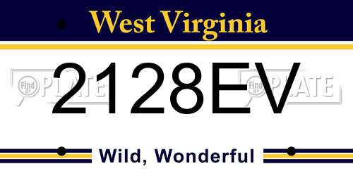2128EV West Virginia License Plate