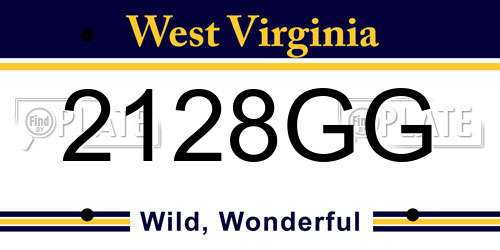 2128GG West Virginia License Plate