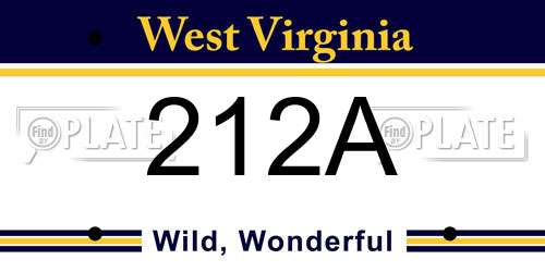 212A West Virginia License Plate