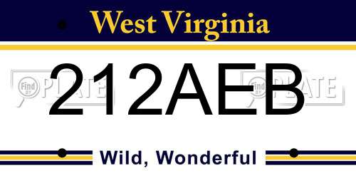 212AEB West Virginia License Plate