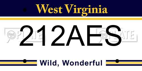 212AES West Virginia License Plate