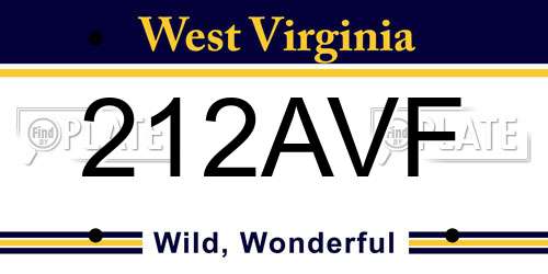 212AVF West Virginia License Plate