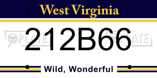 212B66 West Virginia License Plate