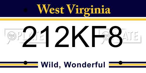 212KF8 West Virginia License Plate