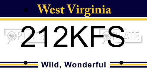 212KFS West Virginia License Plate